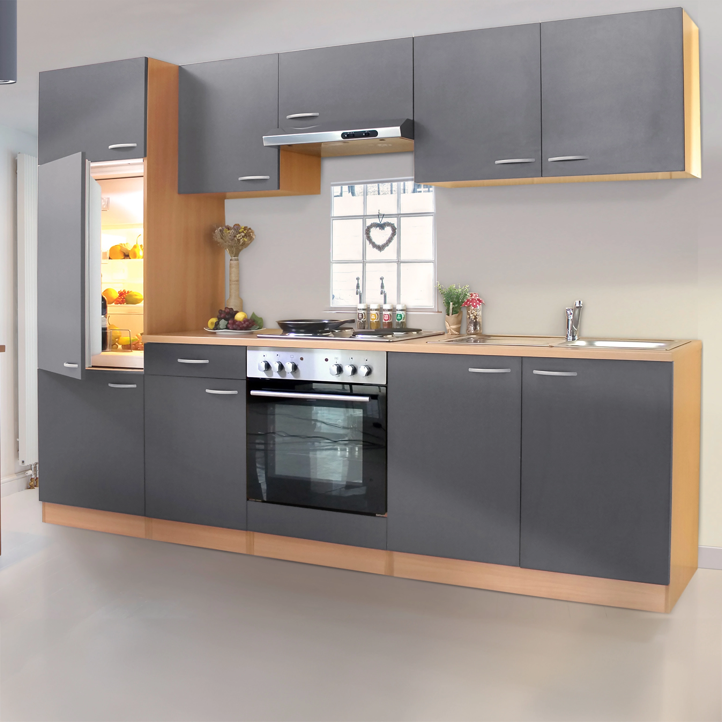 Respekta küchenzeile ohne egeräte lbkb270bg 270 cm graubuche kaufen bei OBI